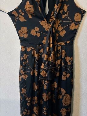 Banana Republic Black Maxi Dress with Brown Floral Print